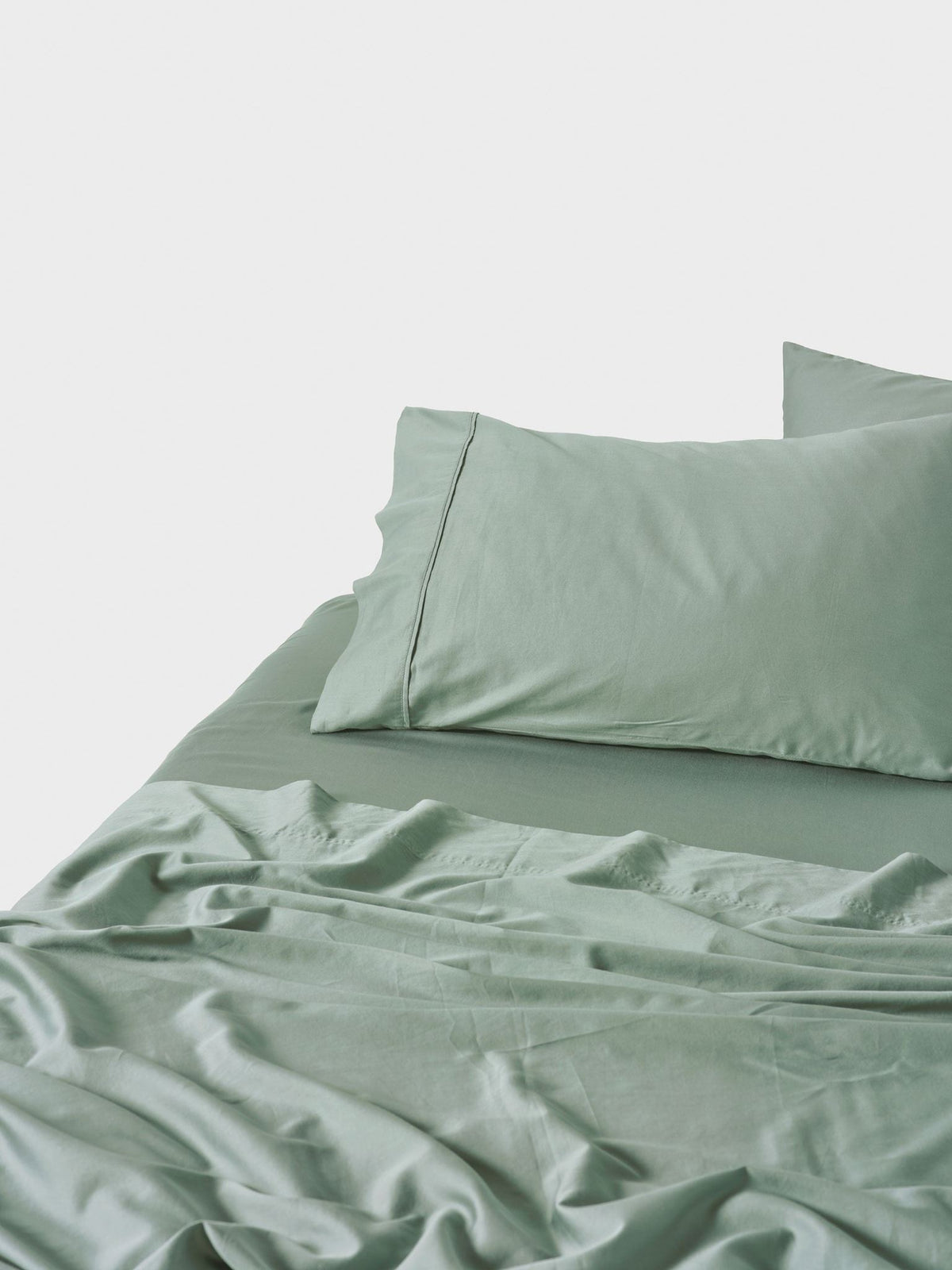 Sheet Set - Surf Wash Seafoam 400 Thread Count Linen House - Single Green