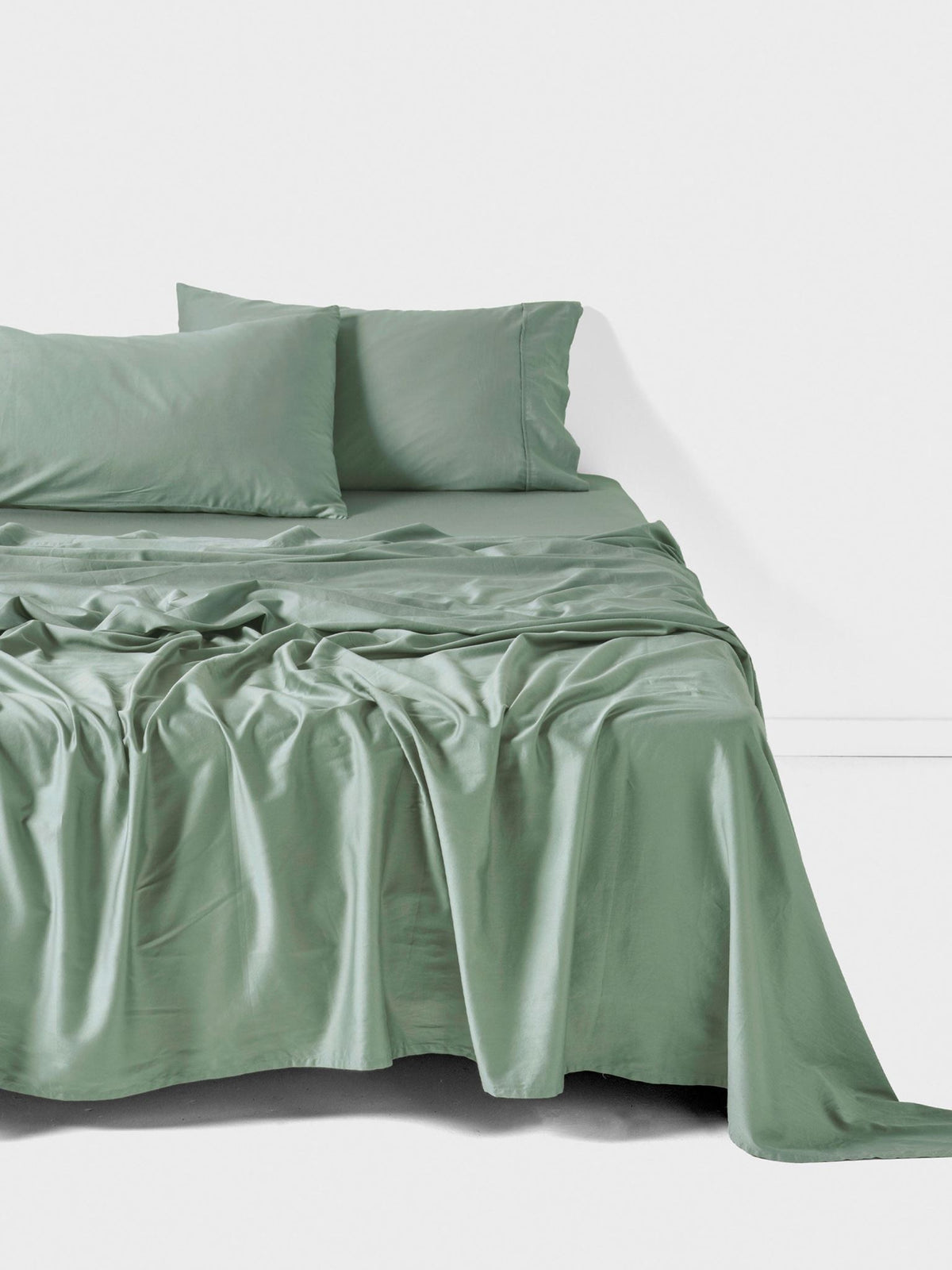 Sheet Set - Surf Wash Seafoam 400 Thread Count Linen House - Double Green