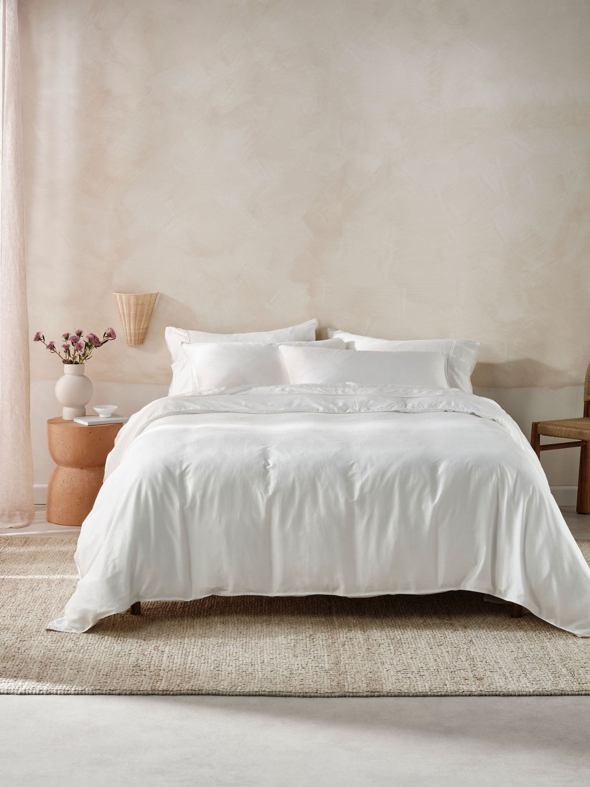 Quilt Cover Set - Surf Wash White 400 Thread Count Linen House - Queen