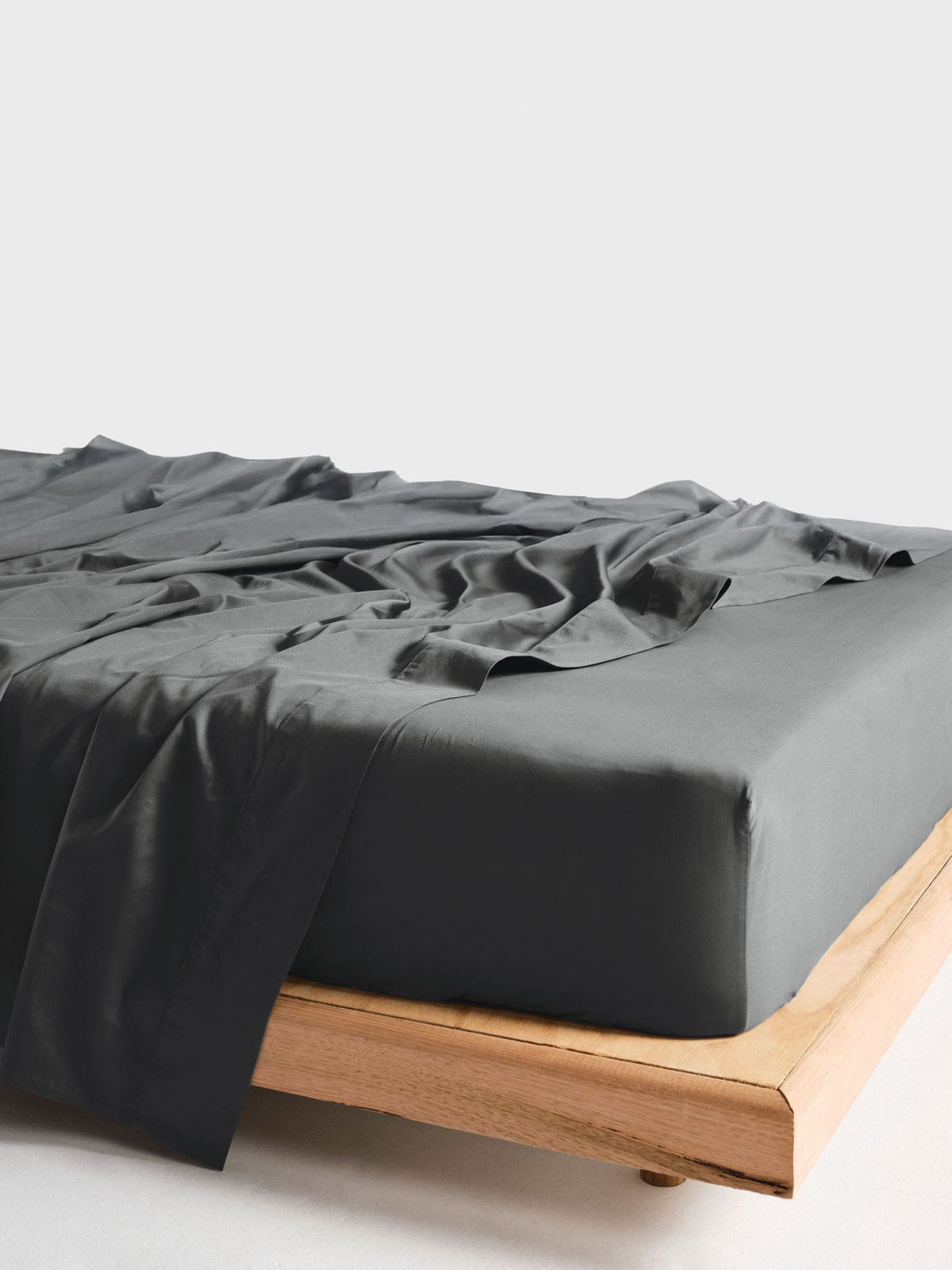 Sheet Set - 300 Thread Count Cotton Percale Vienna - Double Charcoal