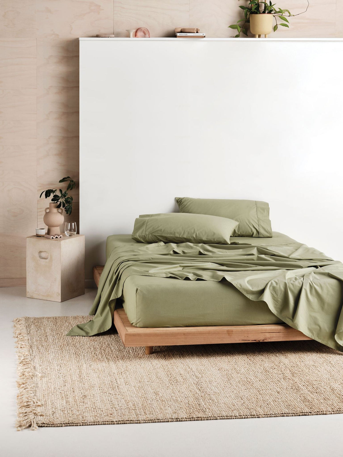 Sheet Set - 300 Thread Count Cotton Percale Vienna Tea Linen House - King Green