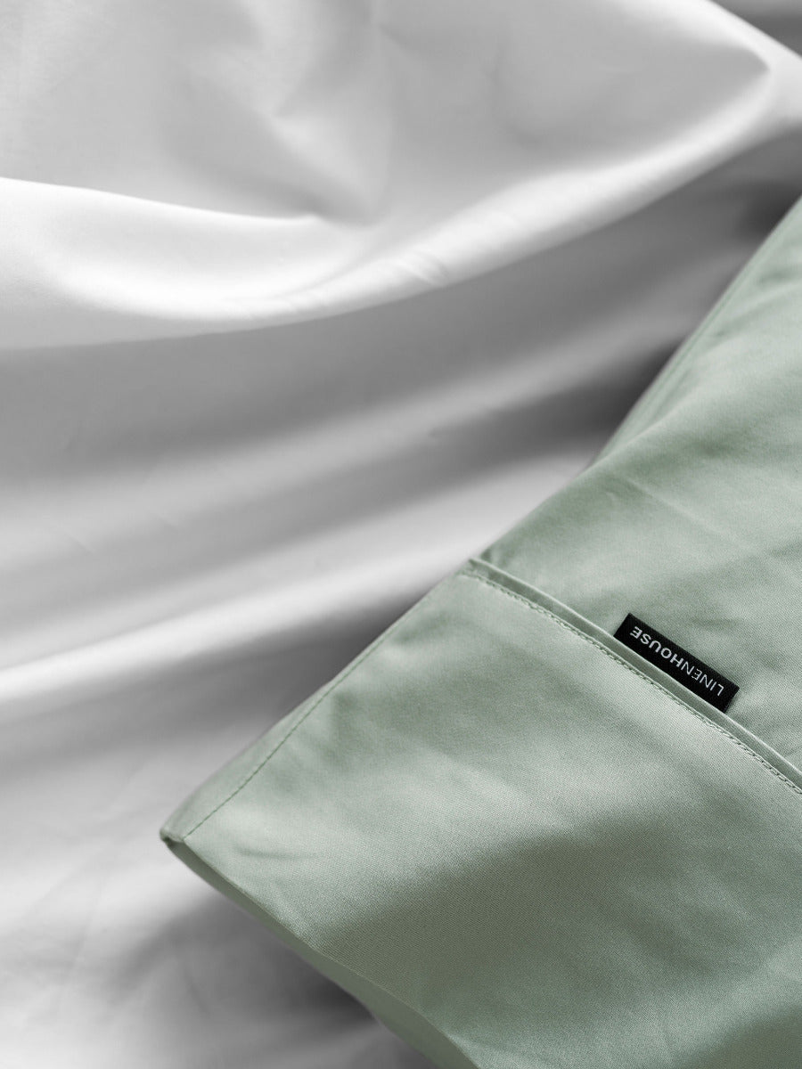 Pillowcase 500 Thread Count Cotton Sateen Augusta Green Gum - Standard