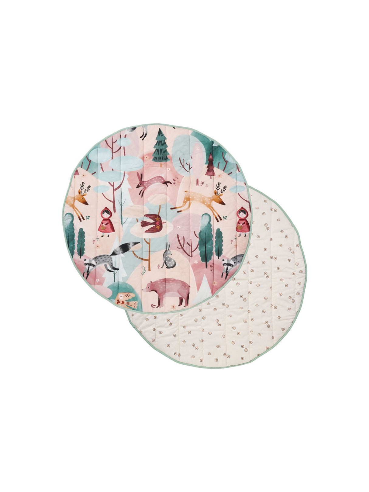 Folk Woodland 120cm Round Playmat by Linen House Kids - (Blush)