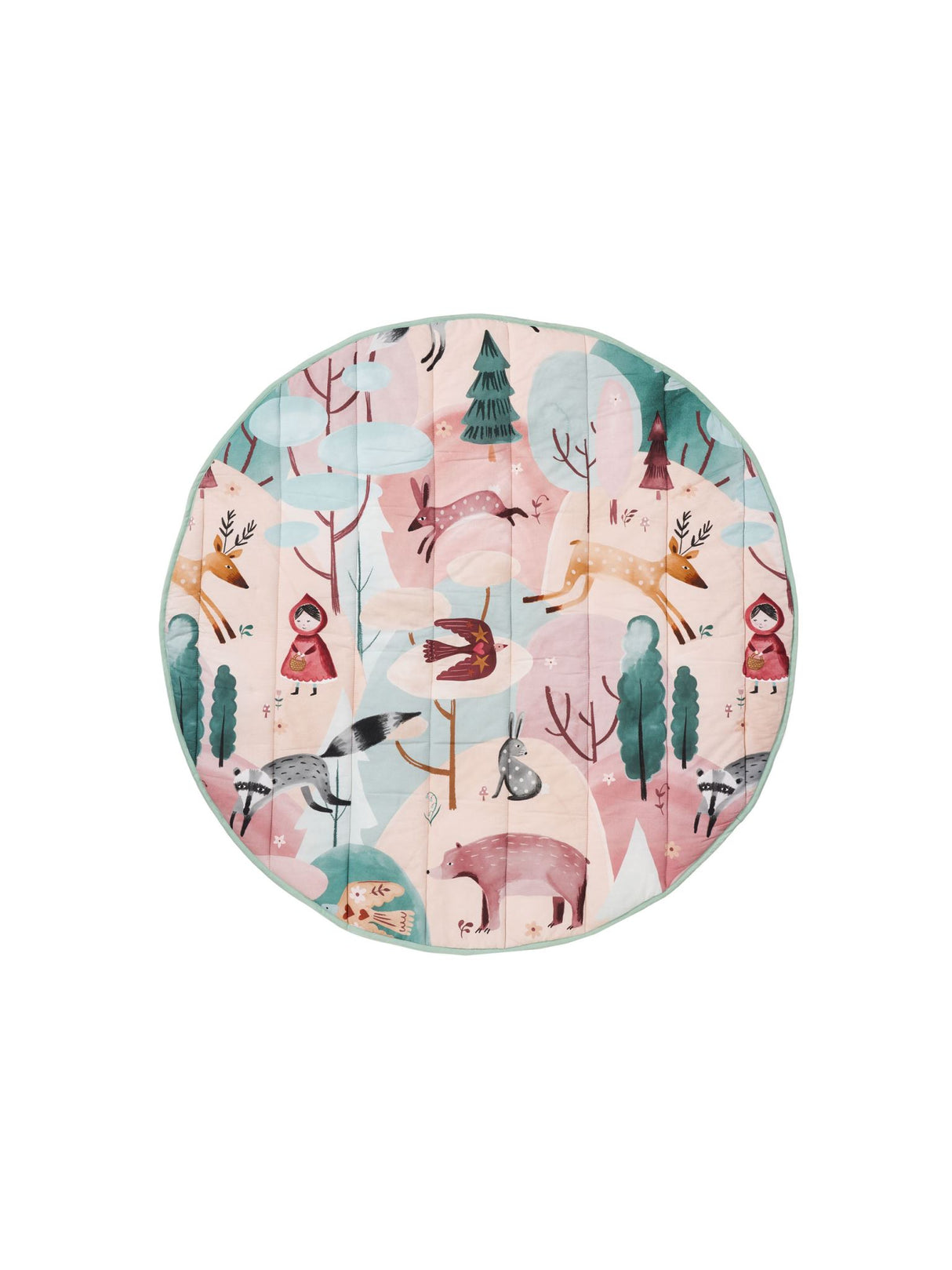 Folk Woodland 120cm Round Playmat by Linen House Kids - (Blush)