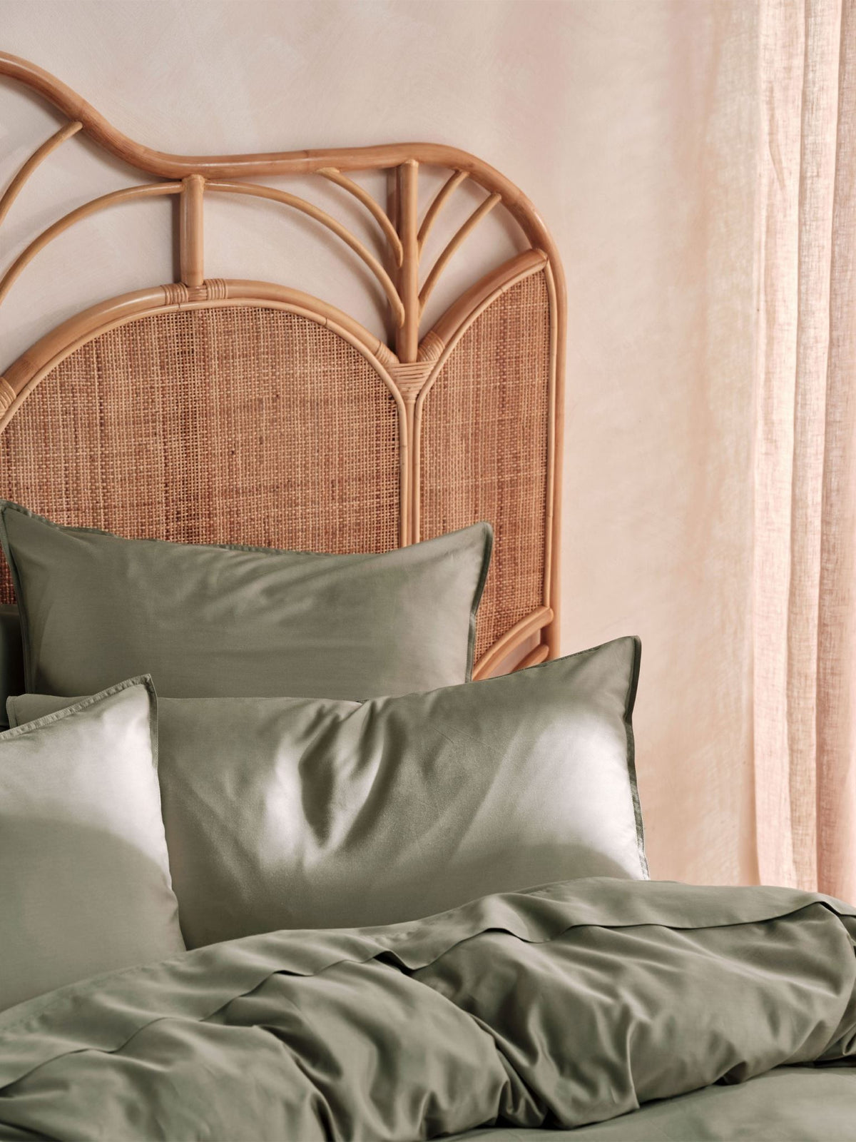 Quilt Cover Set - 400 Thread Count Bamboo Cotton Nara Moss - Double Green