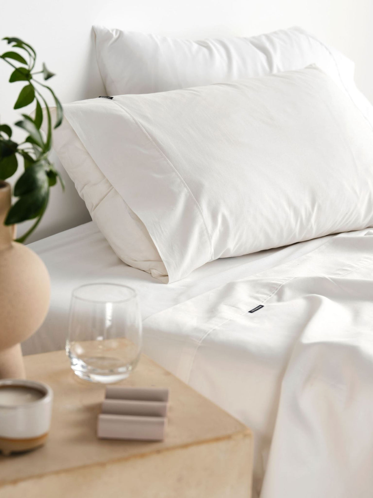 Pillowcase - 300 Thread Count Cotton Percale Vienna Linen House - Queen White