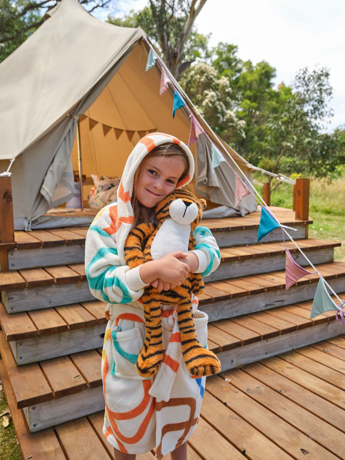 Kids Robe Plush Squiggle Linen House - Large Multi