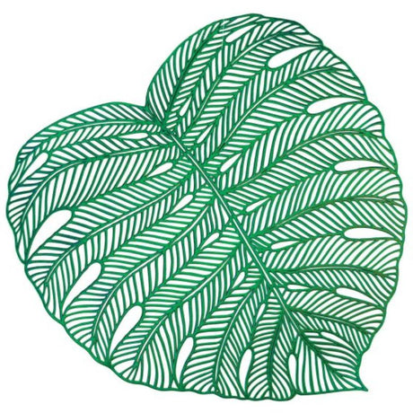 Tropical Banana Leaf Vinyl Placemat, 37cm x 39cm, durable, waterproof, and stylish for any dining occasion.