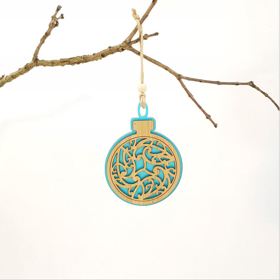 Hanging Ornament - Acrylic Bauble Kww Circle (Teal Satin Acrylic)