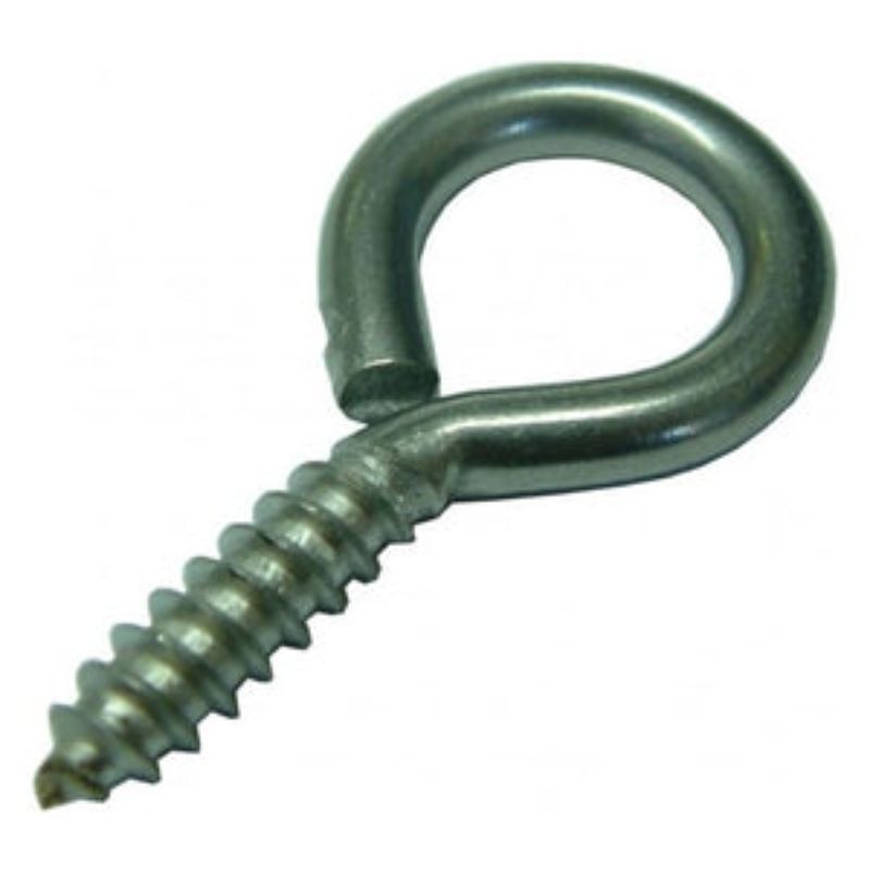 Stainless steel #4sse 2-3/16 inch screw eye, durable and rust-resistant for heavy-duty indoor and outdoor use.