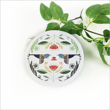 15cm circular wall art featuring Folk Tui design, crafted on durable foam PVC for lightweight, vibrant decor.