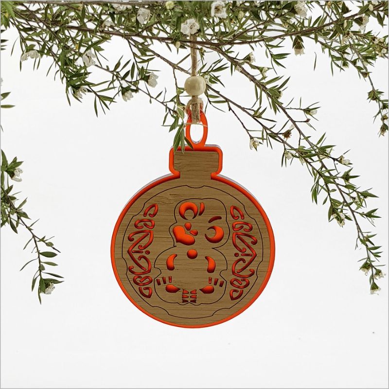 Hanging Ornament - Acrylic Bauble Tiki (Red Satin Acrylic)