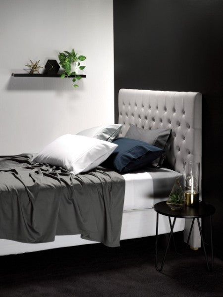 Super King Bamboo Cotton Sheet Set in Steel Grey, featuring 500TC, breathable, moisture-wicking, and durable design.