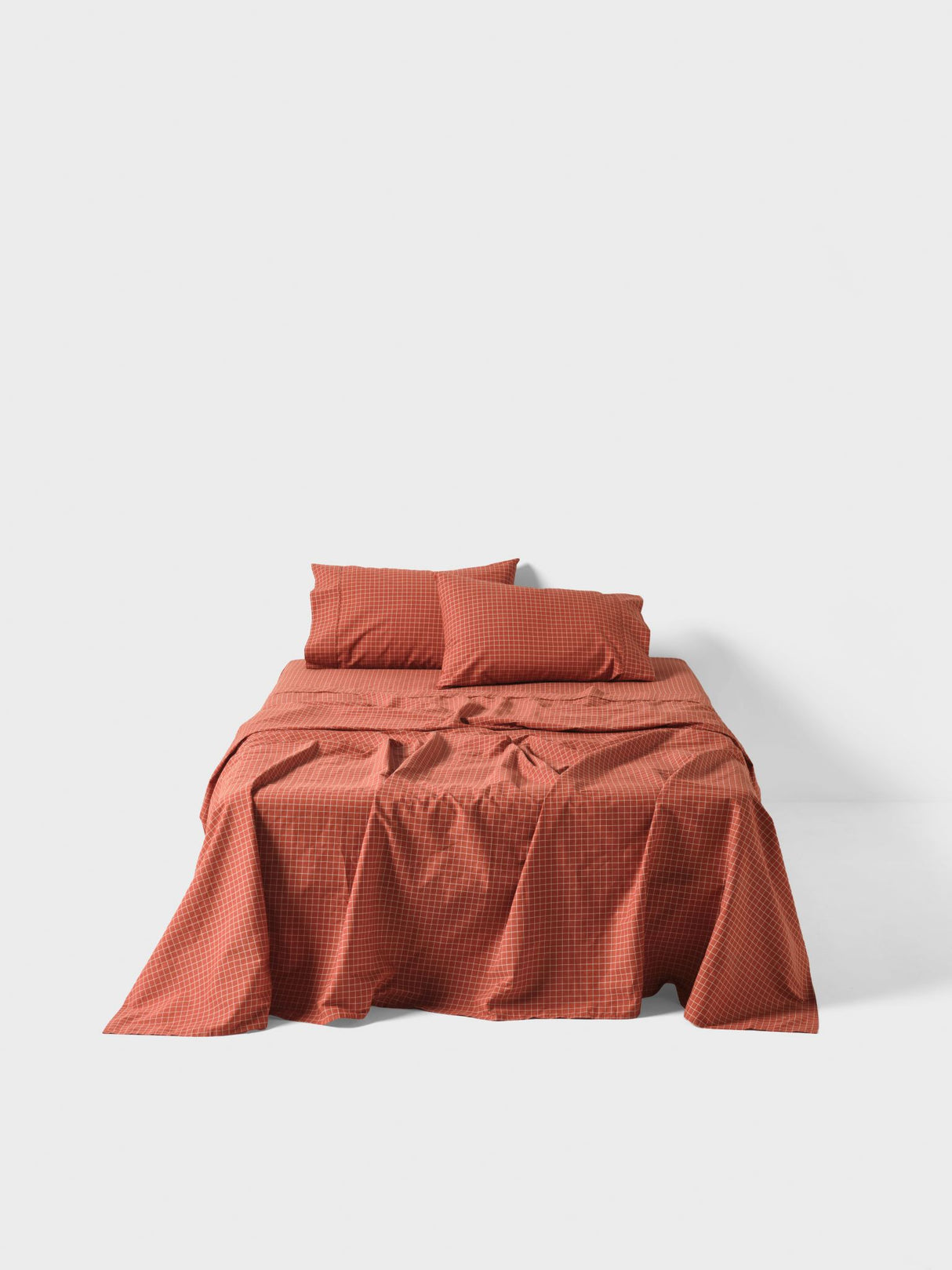Volley Check Sheet Set Set by Linen House - Single (Chilli)