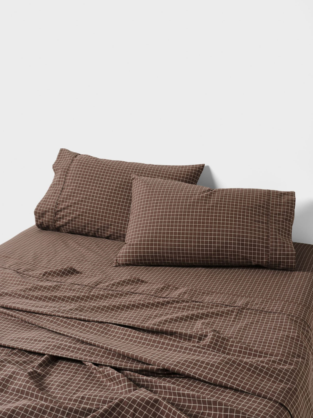 Volley Check Sheet Set Set by Linen House - Super King (Chocolate)