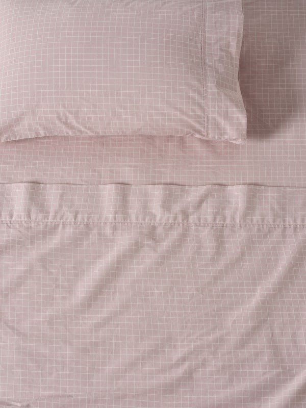 Volley Check Sheet Set Set by Linen House - King Single (Orchid)