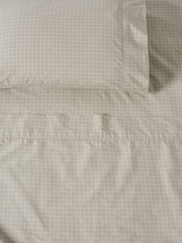Volley Check Sheet Set Set by Linen House - Single (Pebble)