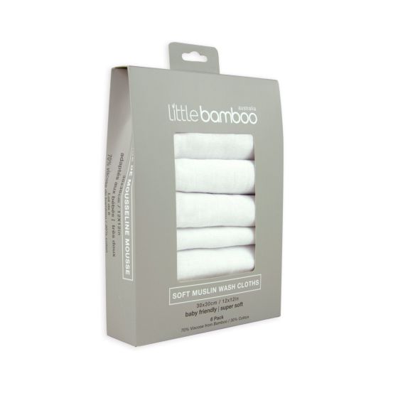 Little Bamboo Muslin Washers 6pk - Natural - Little Bamboo