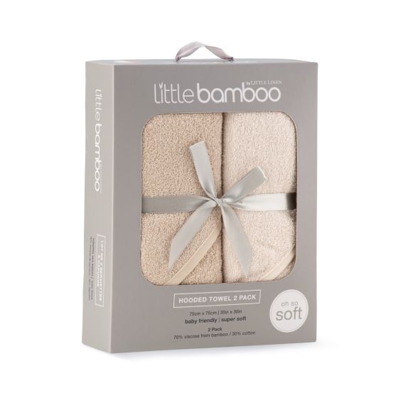 Little Bamboo Hooded Towel 2pk - Iced Coffee - Little Bamboo