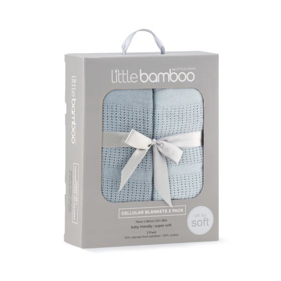 Little Bamboo Cellular Blanket 2pk - Retro Blue - Little Bamboo