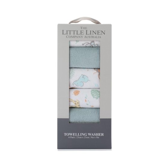 Little Linen Towelling Washer 6pk - Savanna Giraffe - Little Linen