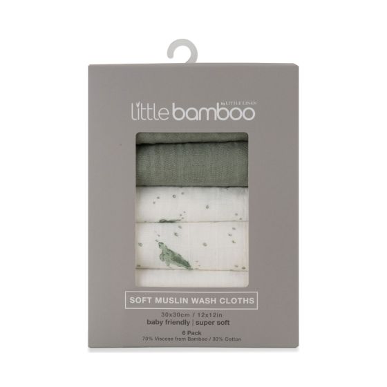 Little Bamboo Muslin Washers 6pk - Turtle Bay - Little Bamboo