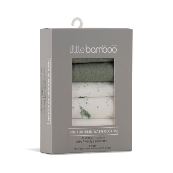 Little Bamboo Muslin Washers 6pk - Turtle Bay - Little Bamboo