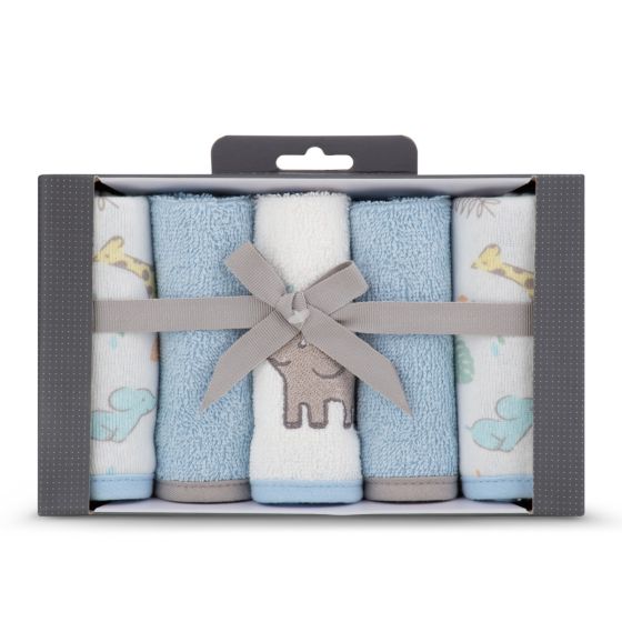 Little Linen Towelling Washer 5pk - Safari Bear - Little Linen