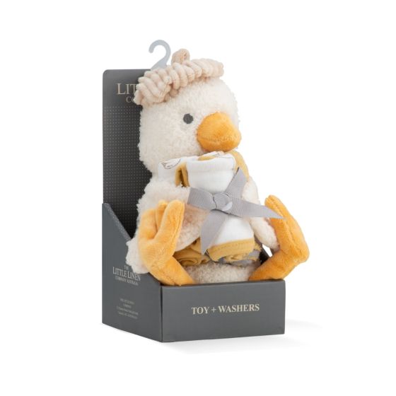 Little Linen Plush Toy & Washers - Fuzzy Duck - Little Linen