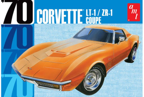 1/25 scale plastic model kit of a 1970 Chevy Corvette Coupe, perfect for hobbyists and car enthusiasts.