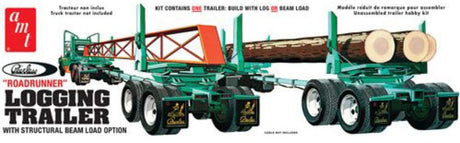 1/25 Peerless Logging Trailer plastic model kit, featuring unassembled parts for custom building and intricate details.