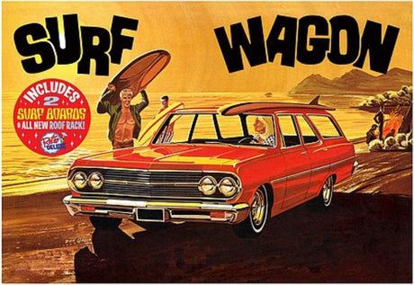 1/25 scale model kit of a 1965 Chevelle Surf Wagon, featuring vintage design and customizable options for enthusiasts.