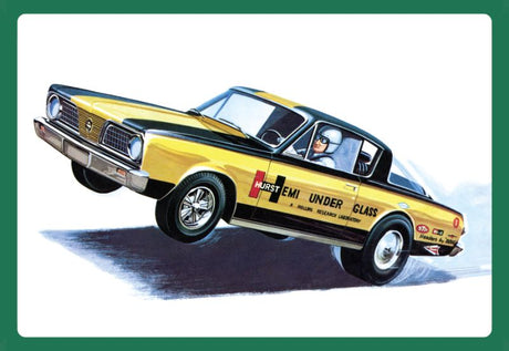 1/25 scale model kit of the '66 Plymouth Barracuda featuring detailed Hemi engine and body, perfect for hobbyists and collectors.