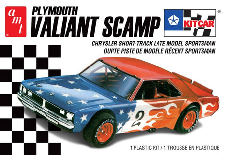 1/25 scale model kit of the Plymouth Valiant Scamp, ideal for hobbyists to assemble and customize.