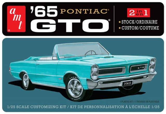 1/25 scale model kit of the iconic 1965 Pontiac GTO, featuring intricate parts for classic car enthusiasts.