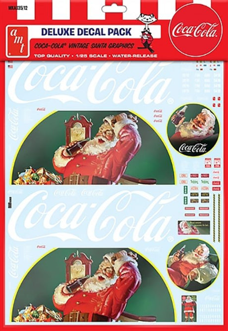 1/25 scale Coca Cola Santa Claus model kitset with detailed vintage decals, perfect for holiday-themed displays.