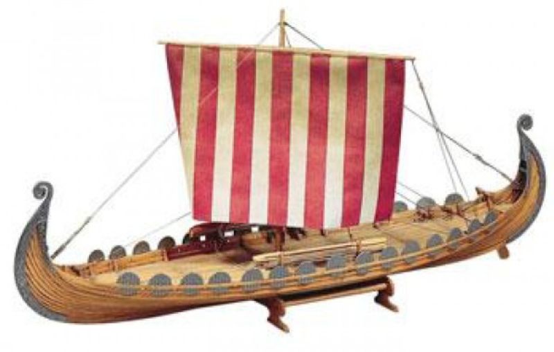 1/50 Mini Oseberg wooden ship model kit, features detailed Viking design, perfect for hobbyists and history enthusiasts.