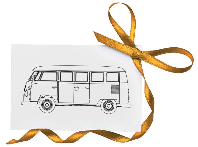 Diecast 1/43 VW Camper Happy Anniversary model by Corgi, showcasing vibrant colors and intricate detailing.