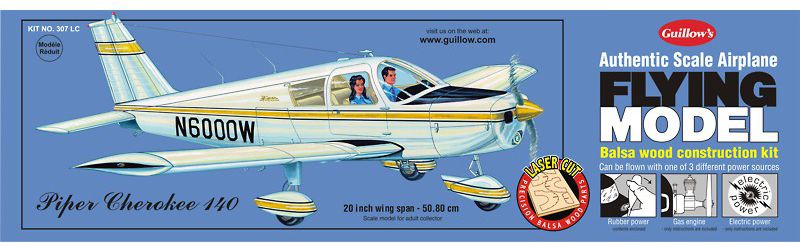 Balsa Glider Kit of 1/18 Piper Cherokee 140 with 20-inch wingspan, perfect for model building enthusiasts and beginners.