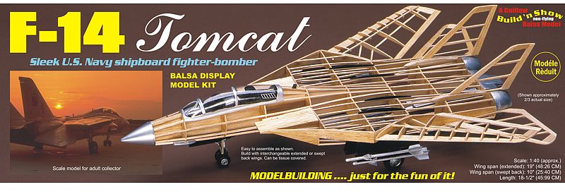 Balsa Glider Kit - 1/40 F-14 Tomcat model with a 19-inch wingspan, perfect for aviation enthusiasts and STEM education.