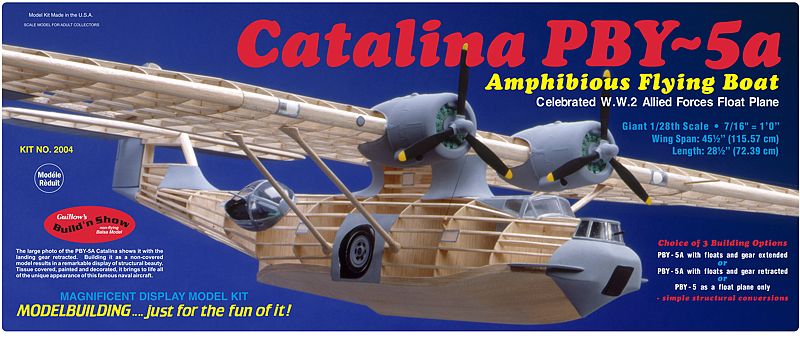 1/28 PBY-5A Catalina Balsa Kit by Guillows, a historic WWII flying boat model for display and flight enthusiasts.