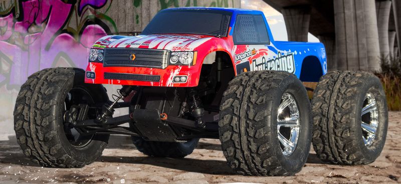 1/10 Jumpshot MT V2.0 RC truck with powerful motor, waterproof ESC, robust chassis, and all-terrain tires for thrilling adventures.