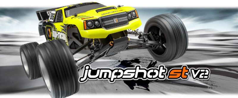 1/10 Jumpshot ST V2.0 RC truck with waterproof ESC, all-terrain tires, and durable aluminum chassis, perfect for off-road fun.