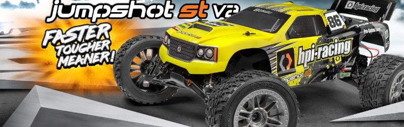 1/10 Jumpshot ST V2.0 Radio Control Truck featuring robust aluminum chassis, waterproof ESC, and all-terrain tires for off-road fun.