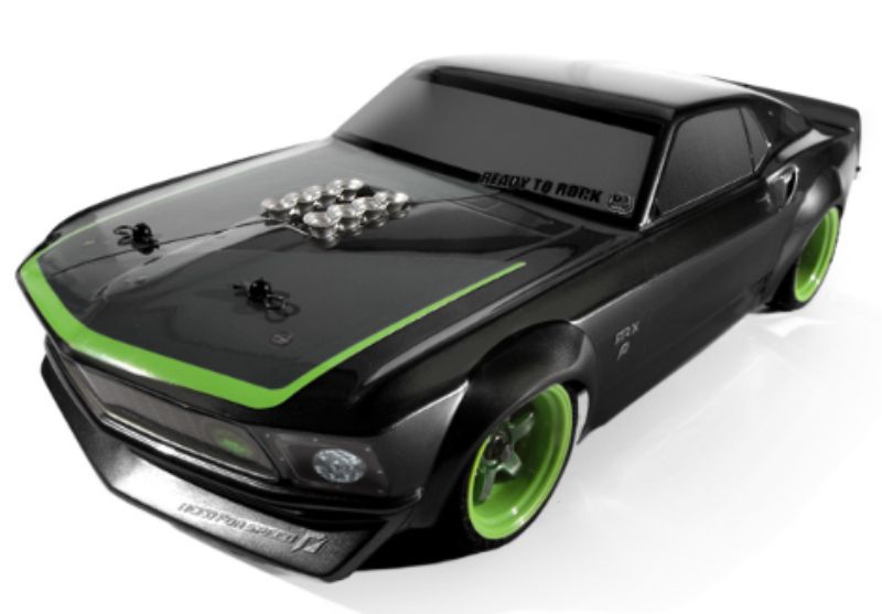 1/10 RS4 S3 '69 Mustang RC car with detailed body, racing wing, and ready-to-use batteries for high-speed fun.