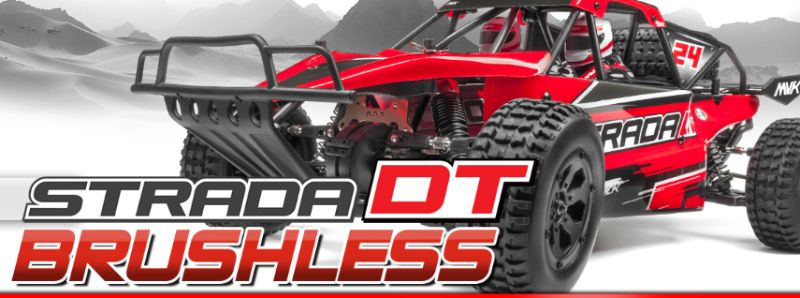 Maverick 1/10 BL Strada DT RC car designed for off-road performance, featuring a brushless motor and waterproof ESC.