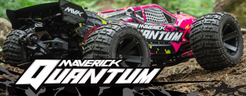 1/10 Quantum XT Pink RC truck features waterproof control, powerful motor, and durable design for thrilling off-road adventures.