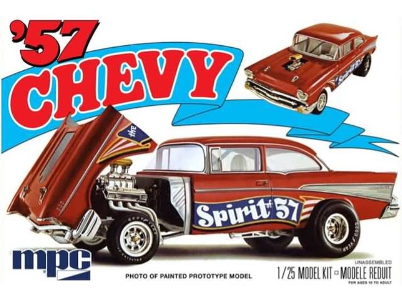 1/25 scale model kit of the classic '57 Chevy Flip Nose, designed for custom assembly and creativity.