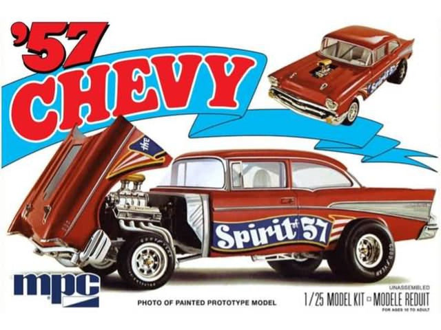 1/25 scale model kit of the classic '57 Chevy Flip Nose, designed for custom assembly and creativity.
