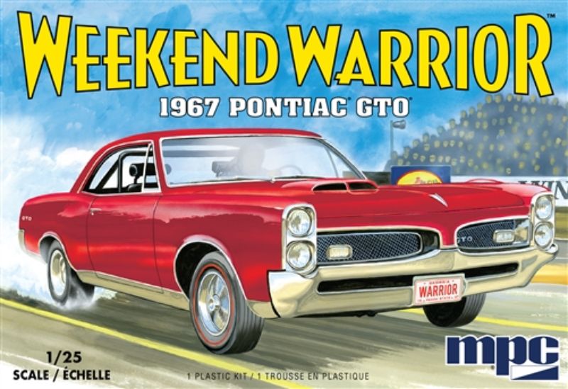 1/25 scale model kit of the 1967 Pontiac GTO Drag for collectors and enthusiasts, requiring assembly and customization.